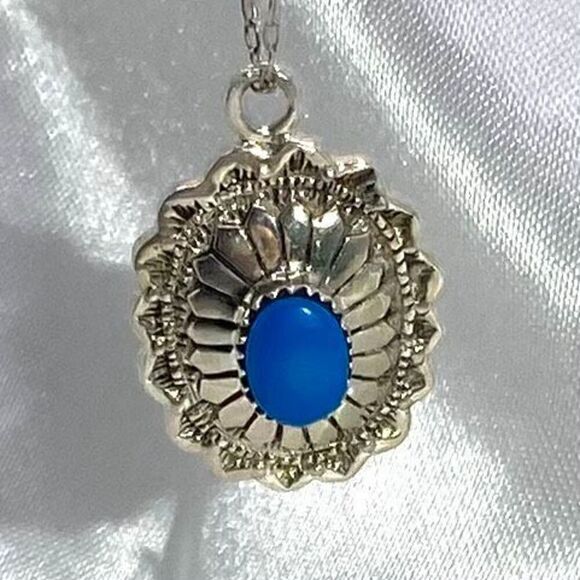 ANEx Striking Robin Egg Blue Turquoise & Sterling Silver Necklace